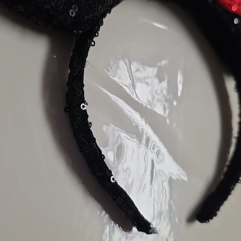 Sequin Headband Girls Red Black Mouse Ears